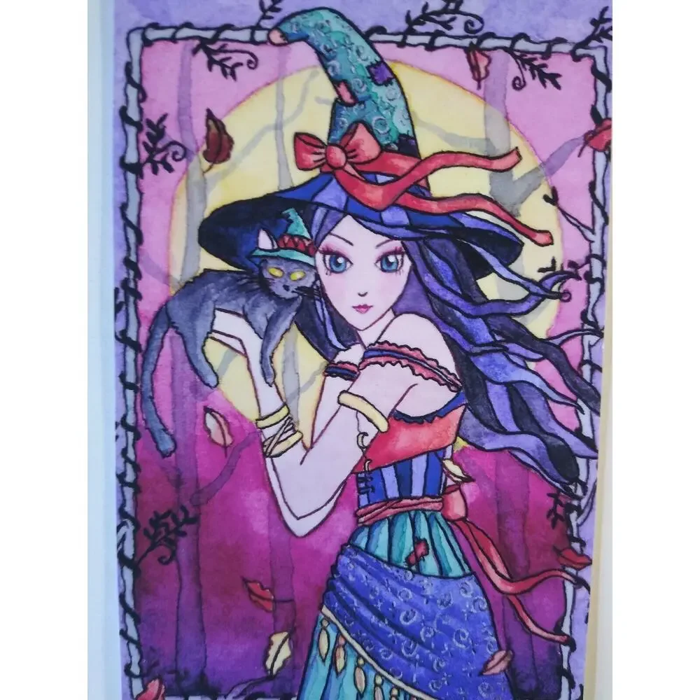 Halloween Postcard Nikki Burnette Gothic Witch Fantasy Alessa 2012 Limited To 35 - Picture 4 of 4